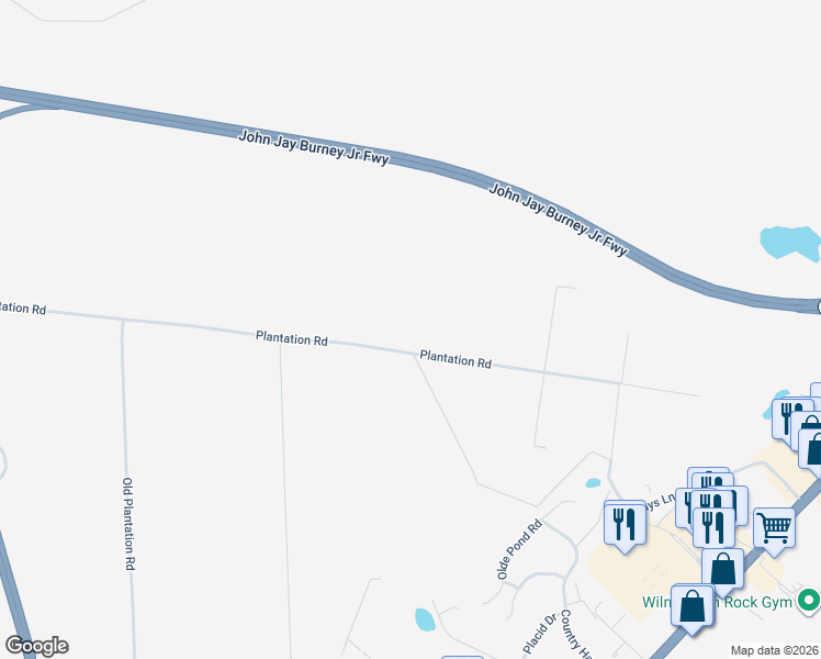 map of restaurants, bars, coffee shops, grocery stores, and more near 7475-7481 Plantation Rd in Wilmington