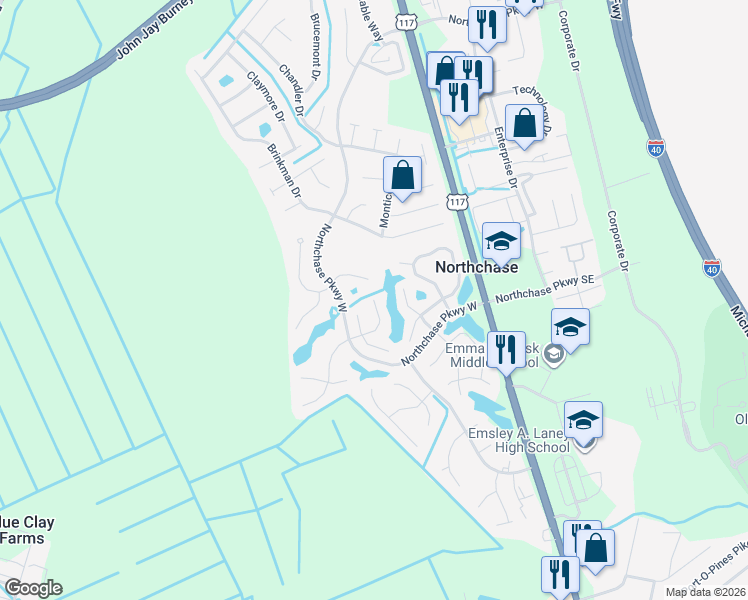 map of restaurants, bars, coffee shops, grocery stores, and more near 5710 Lakemoor Drive in Wilmington