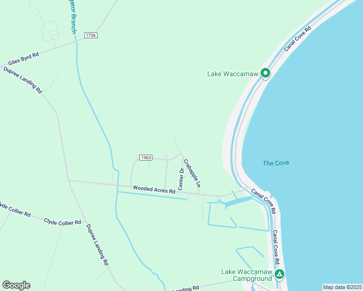 map of restaurants, bars, coffee shops, grocery stores, and more near 426 Crabapple Lane in Lake Waccamaw