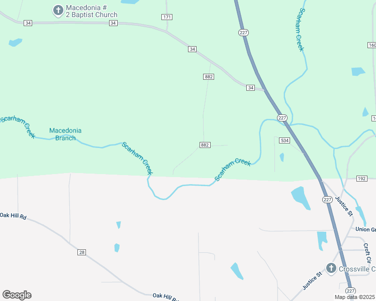 map of restaurants, bars, coffee shops, grocery stores, and more near County Road 882 in Crossville
