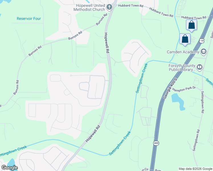 map of restaurants, bars, coffee shops, grocery stores, and more near 5020 Hopewell Manor Drive in Cumming