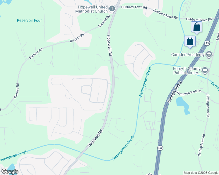 map of restaurants, bars, coffee shops, grocery stores, and more near 5030 Hopewell Manor Drive in Cumming