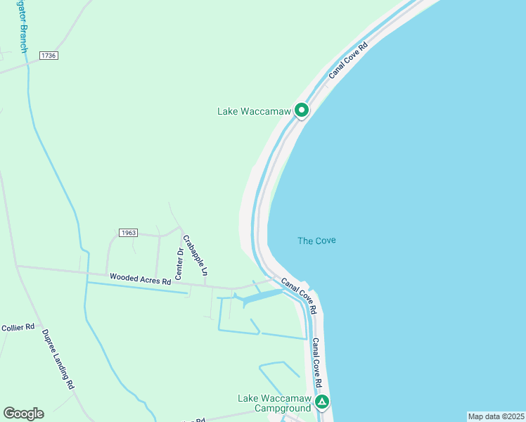 map of restaurants, bars, coffee shops, grocery stores, and more near 2200 Canal Cove Road in Lake Waccamaw