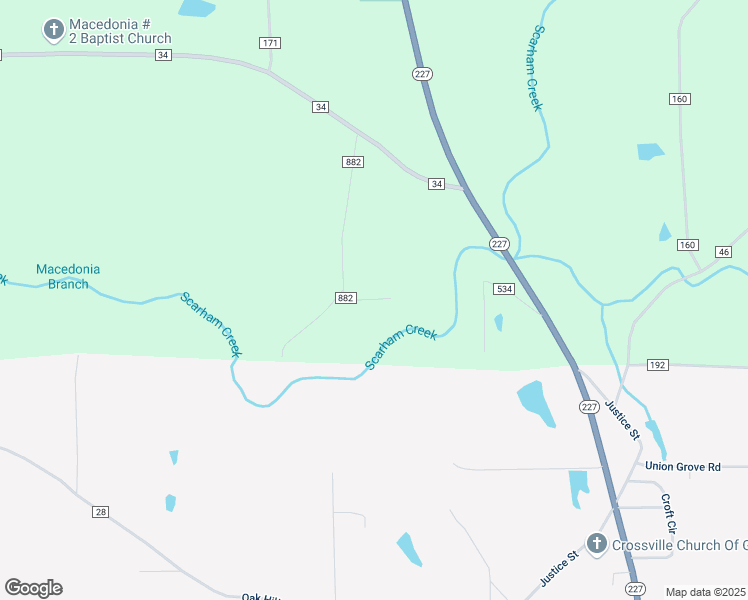 map of restaurants, bars, coffee shops, grocery stores, and more near County Road 882 in Crossville