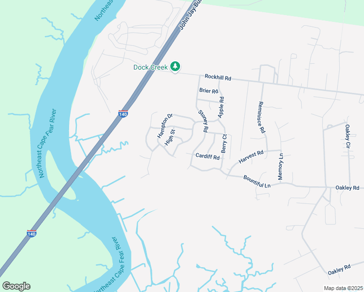 map of restaurants, bars, coffee shops, grocery stores, and more near 223 Apple Road in Castle Hayne