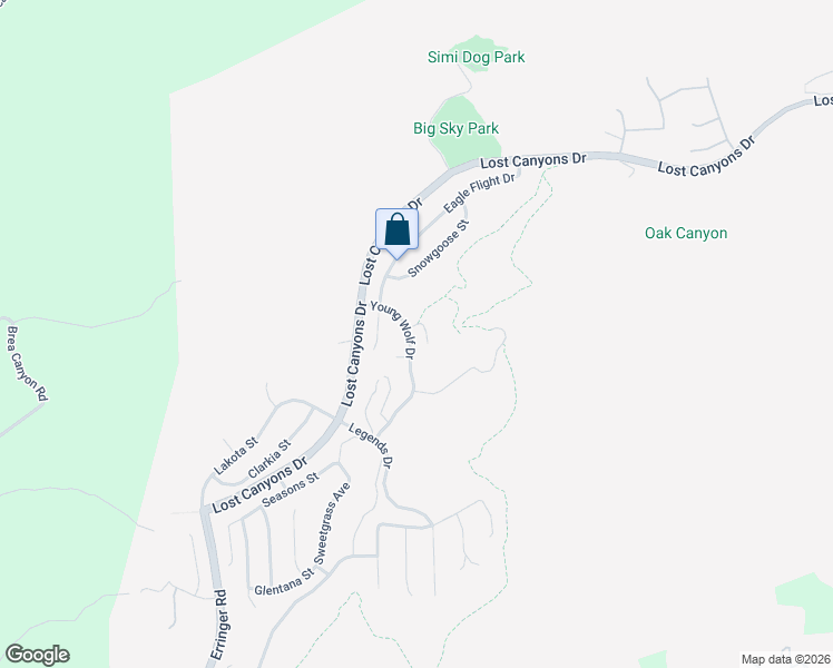 map of restaurants, bars, coffee shops, grocery stores, and more near 3846 Young Wolf Drive in Simi Valley