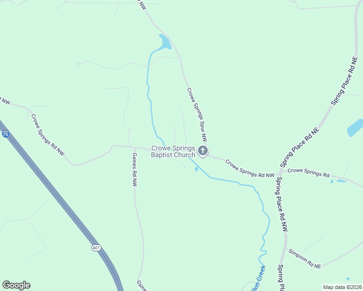 map of restaurants, bars, coffee shops, grocery stores, and more near 267 Crowe Springs Road Northwest in Cartersville