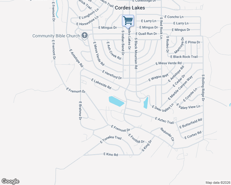 map of restaurants, bars, coffee shops, grocery stores, and more near 20265 East Lakeside Road in Mayer