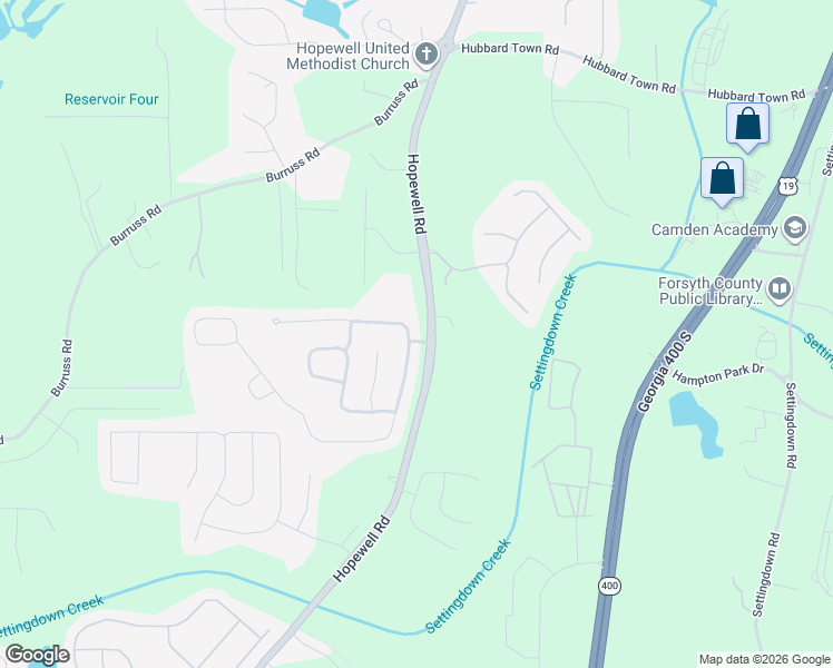 map of restaurants, bars, coffee shops, grocery stores, and more near 5110 Hopewell Manor Drive in Cumming