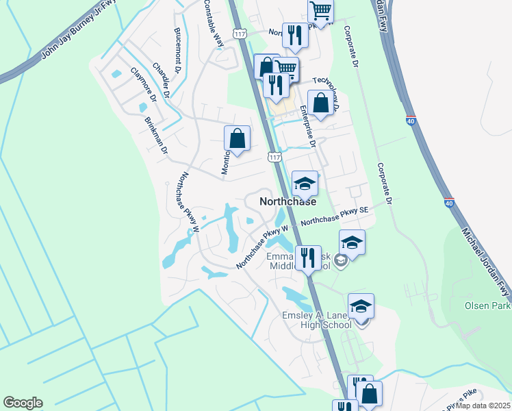 map of restaurants, bars, coffee shops, grocery stores, and more near 3023 Weatherby Court in Wilmington