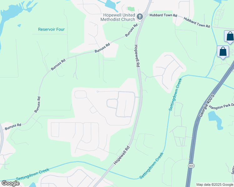 map of restaurants, bars, coffee shops, grocery stores, and more near 5315 Hopewell Manor Drive in Cumming