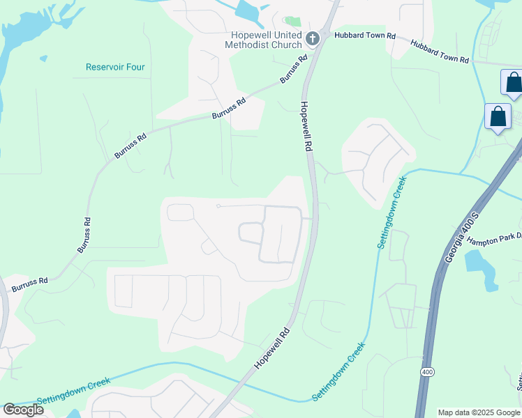 map of restaurants, bars, coffee shops, grocery stores, and more near 5315 Hopewell Manor Drive in Cumming