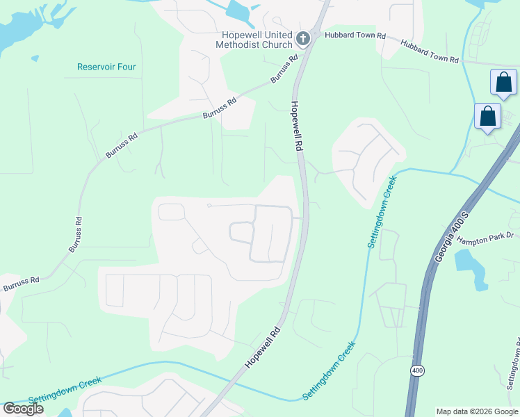 map of restaurants, bars, coffee shops, grocery stores, and more near 5320 Hopewell Manor Drive in Cumming