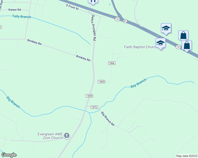 map of restaurants, bars, coffee shops, grocery stores, and more near 669 Delco Prosper Road in Delco