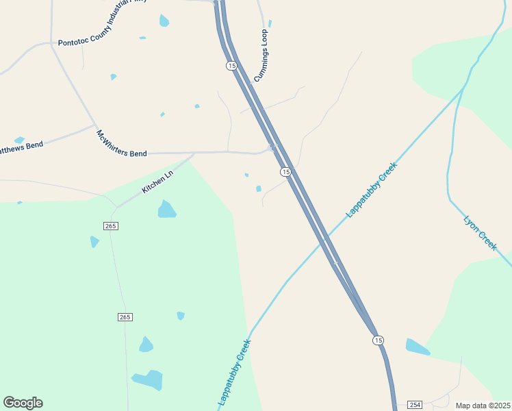 map of restaurants, bars, coffee shops, grocery stores, and more near 4125 Mississippi 15 in Pontotoc