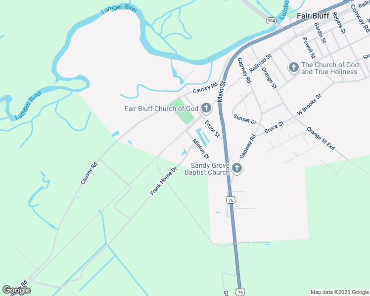 map of restaurants, bars, coffee shops, grocery stores, and more near 52 Frank Horne Drive in Fair Bluff