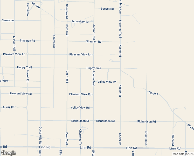 map of restaurants, bars, coffee shops, grocery stores, and more near 56125 Valley View Road in Homestead Valley