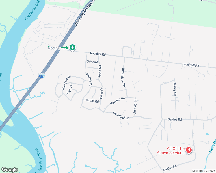 map of restaurants, bars, coffee shops, grocery stores, and more near 319 Cottonwood Lane in Castle Hayne