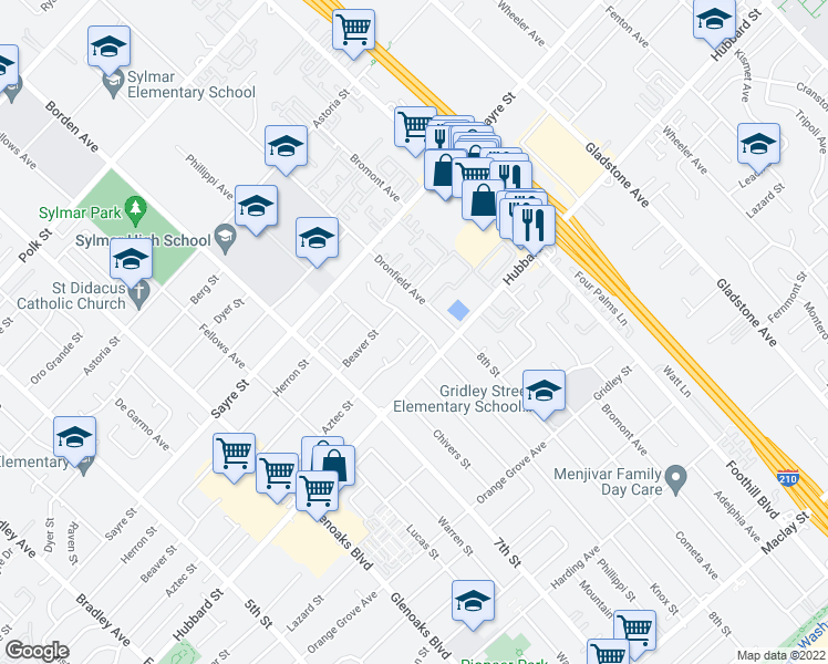 map of restaurants, bars, coffee shops, grocery stores, and more near 13861 Aztec Street in Los Angeles