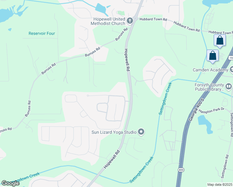 map of restaurants, bars, coffee shops, grocery stores, and more near 5190 Hopewell Manor Drive in Cumming
