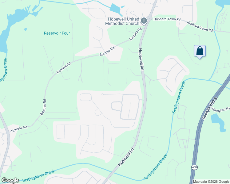 map of restaurants, bars, coffee shops, grocery stores, and more near 5360 Hopewell Manor Drive in Cumming