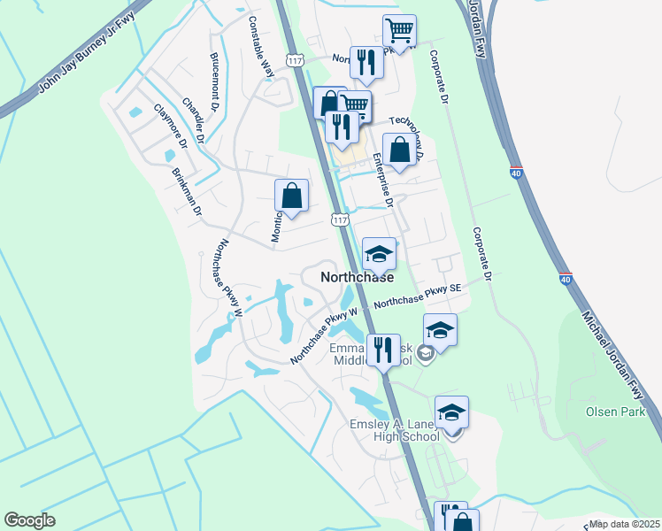 map of restaurants, bars, coffee shops, grocery stores, and more near 3023 Weatherby Court in Wilmington
