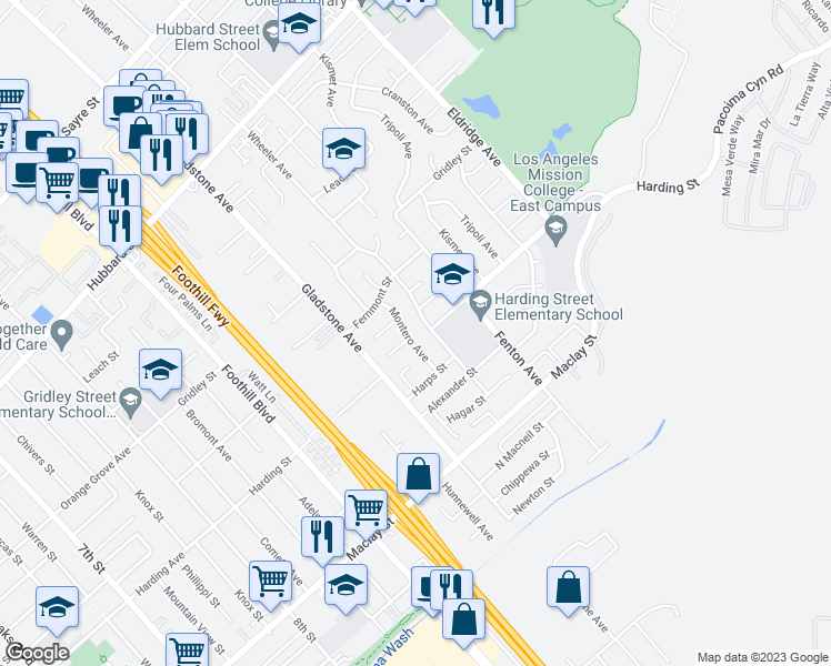 map of restaurants, bars, coffee shops, grocery stores, and more near 12908 Montero Avenue in Los Angeles