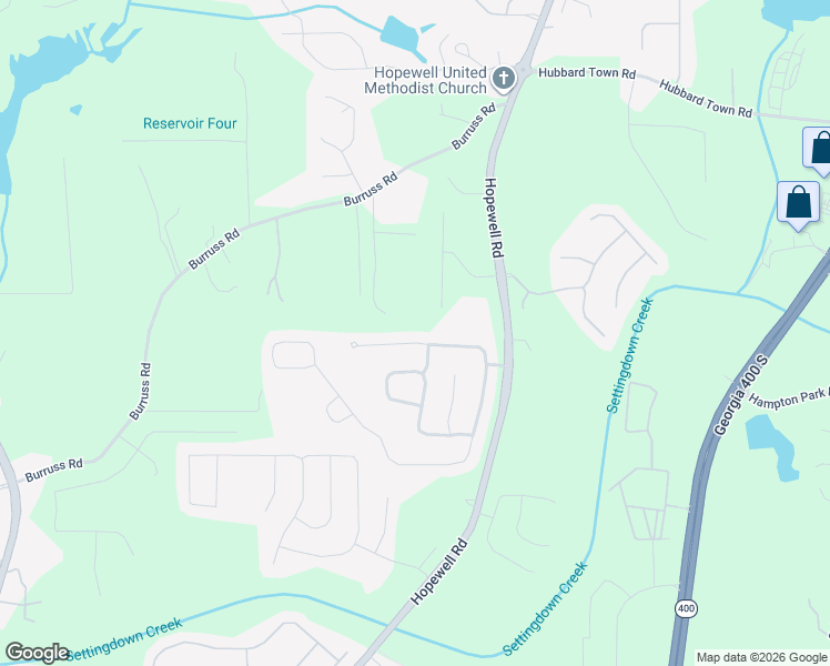 map of restaurants, bars, coffee shops, grocery stores, and more near 5320 Hopewell Manor Drive in Cumming