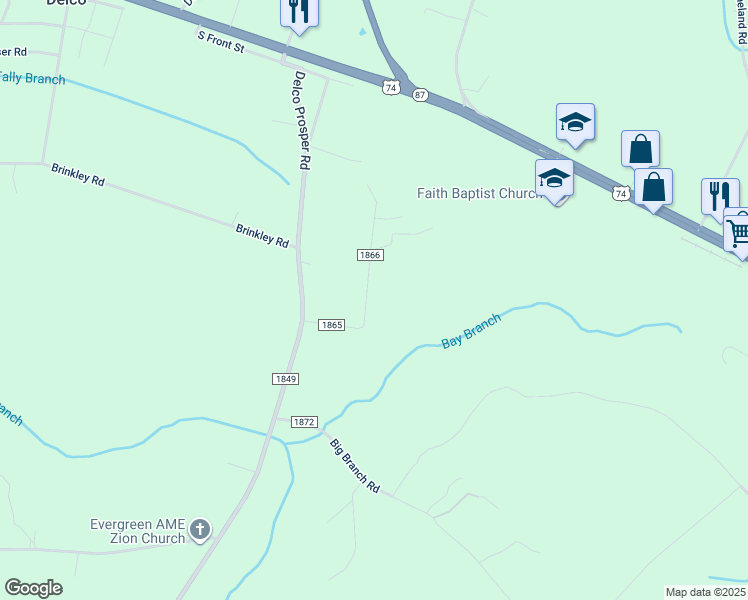 map of restaurants, bars, coffee shops, grocery stores, and more near 268 Peterson Road in Delco