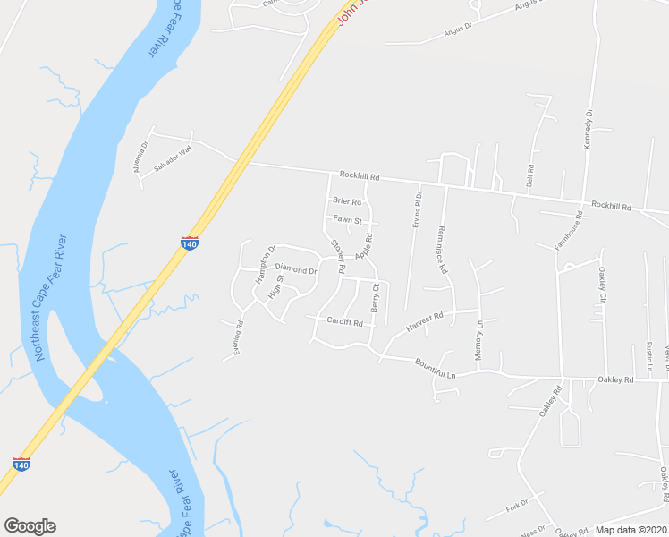 map of restaurants, bars, coffee shops, grocery stores, and more near 36 Stoney Road in Castle Hayne