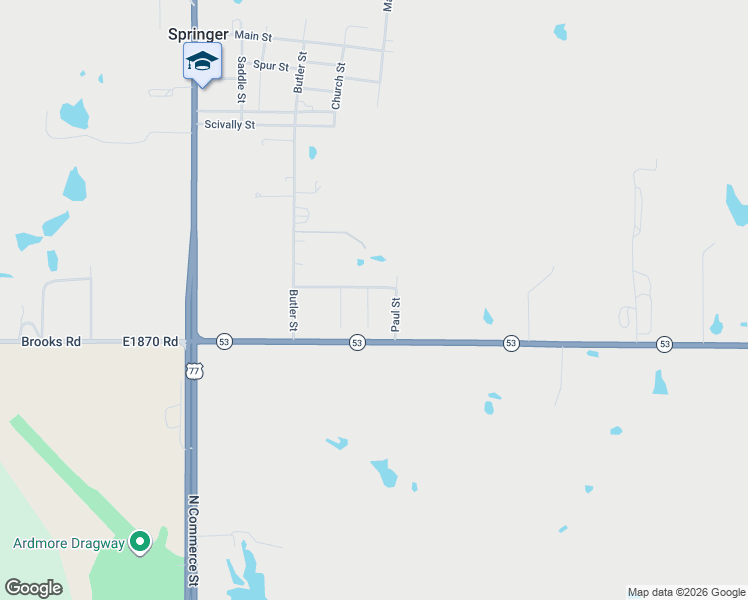 map of restaurants, bars, coffee shops, grocery stores, and more near 23 Machell Street in Springer