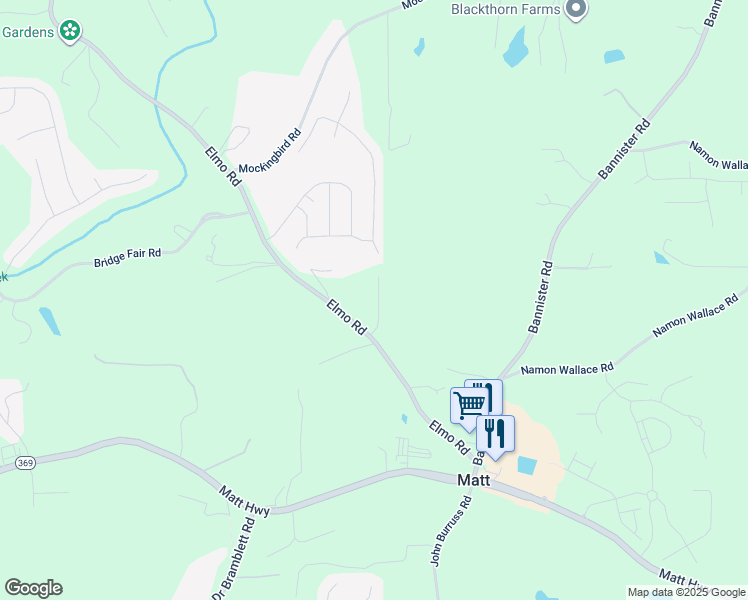 map of restaurants, bars, coffee shops, grocery stores, and more near 5702 Elmo Road in Cumming