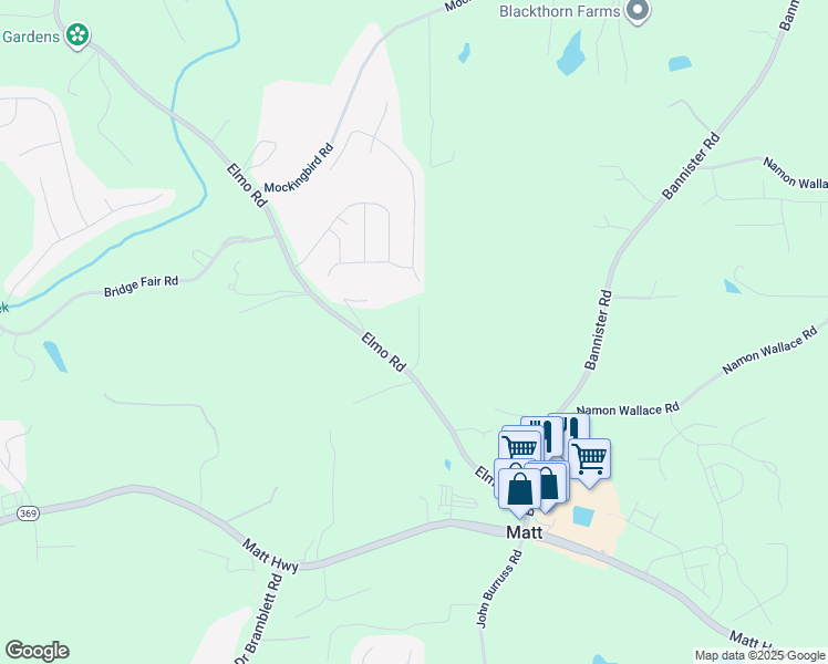 map of restaurants, bars, coffee shops, grocery stores, and more near 5702 Elmo Road in Cumming