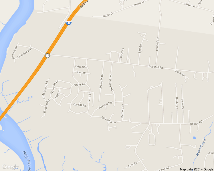 map of restaurants, bars, coffee shops, grocery stores, and more near 3131 Reminisce Road in Castle Hayne