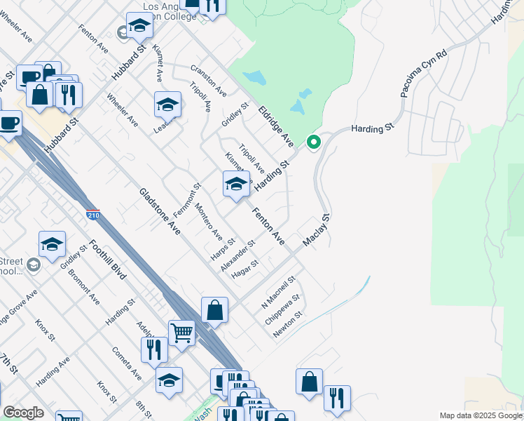 map of restaurants, bars, coffee shops, grocery stores, and more near 12940 Fenton Avenue in Los Angeles