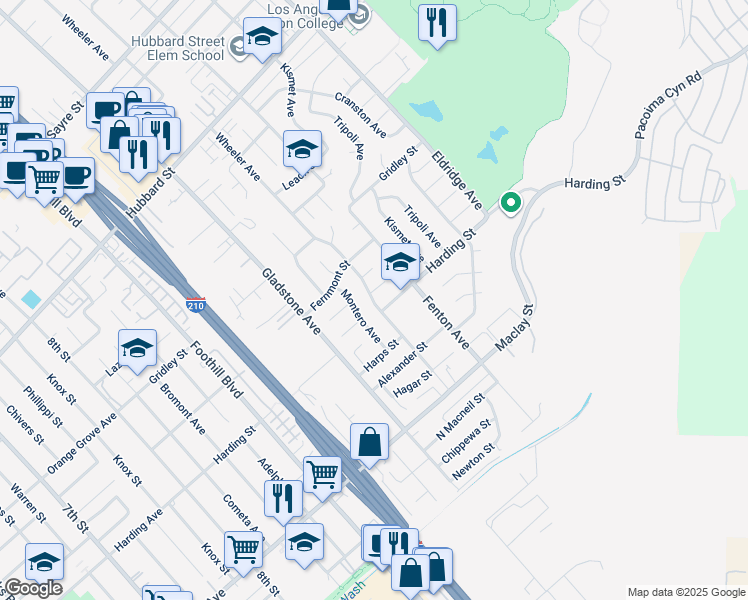 map of restaurants, bars, coffee shops, grocery stores, and more near 12908 Montero Avenue in Los Angeles