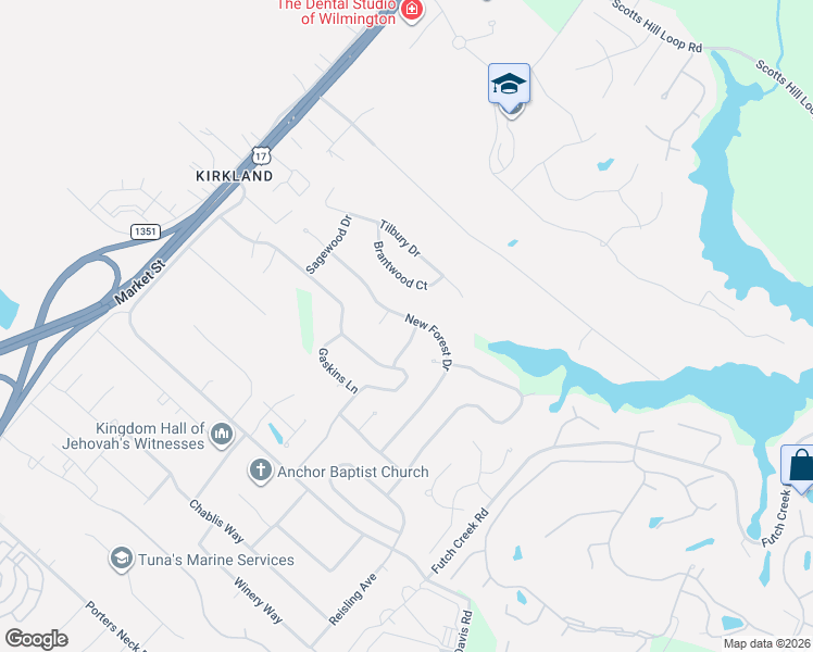 map of restaurants, bars, coffee shops, grocery stores, and more near 8905-8909 Saville Court in Wilmington