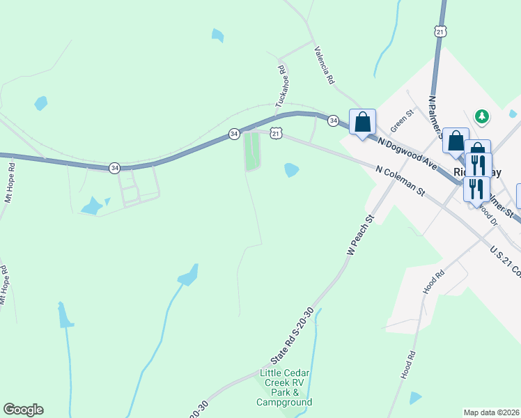 map of restaurants, bars, coffee shops, grocery stores, and more near 57 Drifting Road in Ridgeway