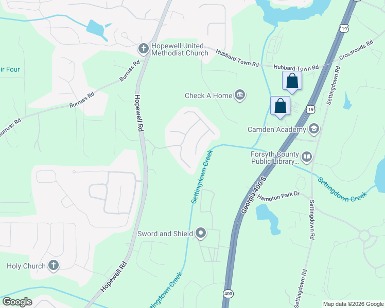 map of restaurants, bars, coffee shops, grocery stores, and more near 5840 Crest Oak Way in Cumming
