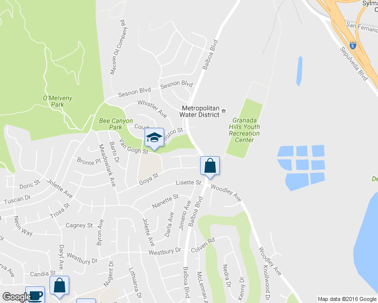 map of restaurants, bars, coffee shops, grocery stores, and more near 17027 Tennyson Place in Los Angeles