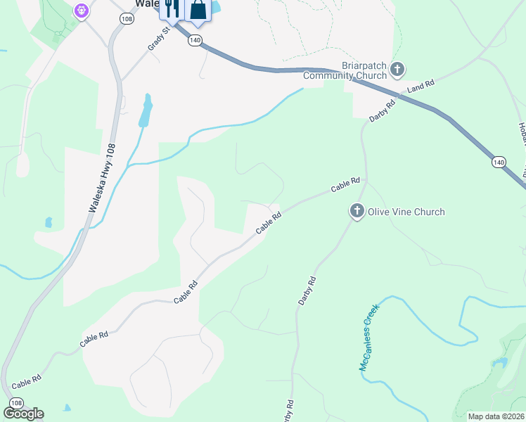 map of restaurants, bars, coffee shops, grocery stores, and more near 345 Sawyers Farm Drive in Waleska