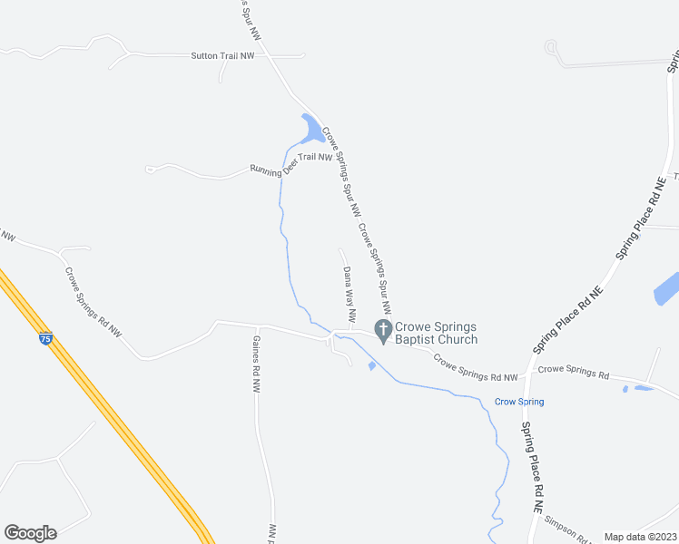 map of restaurants, bars, coffee shops, grocery stores, and more near 21 Dana Way Northwest in Cartersville