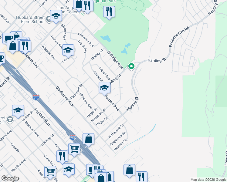 map of restaurants, bars, coffee shops, grocery stores, and more near 13025 Cranston Avenue in Los Angeles