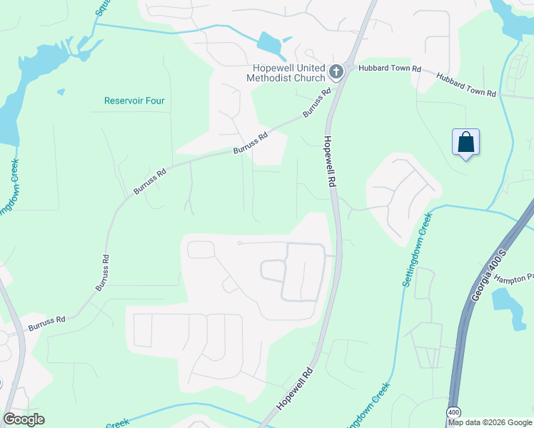 map of restaurants, bars, coffee shops, grocery stores, and more near 5660 Burruss Road in Cumming