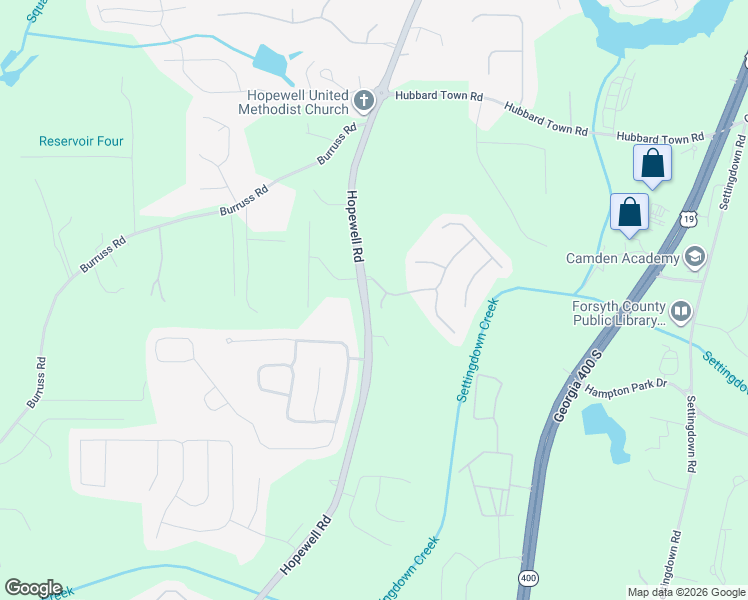 map of restaurants, bars, coffee shops, grocery stores, and more near 5210 Glenn Ivey Drive in Cumming