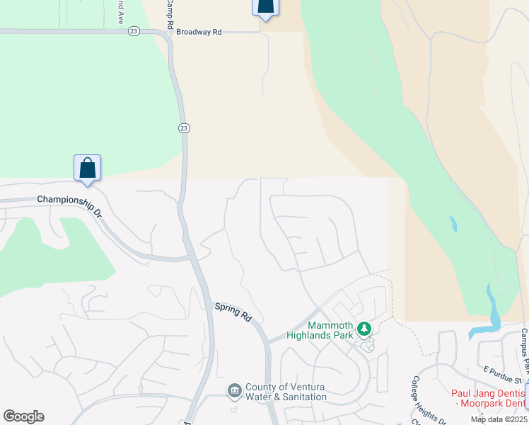 map of restaurants, bars, coffee shops, grocery stores, and more near 7375 Elk Run Way in Moorpark