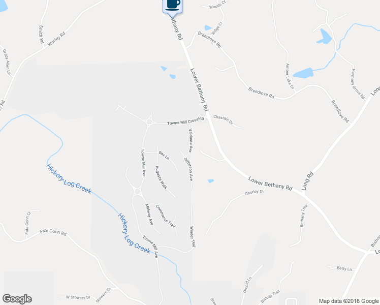 map of restaurants, bars, coffee shops, grocery stores, and more near 102 Valdosta Avenue in Ball Ground