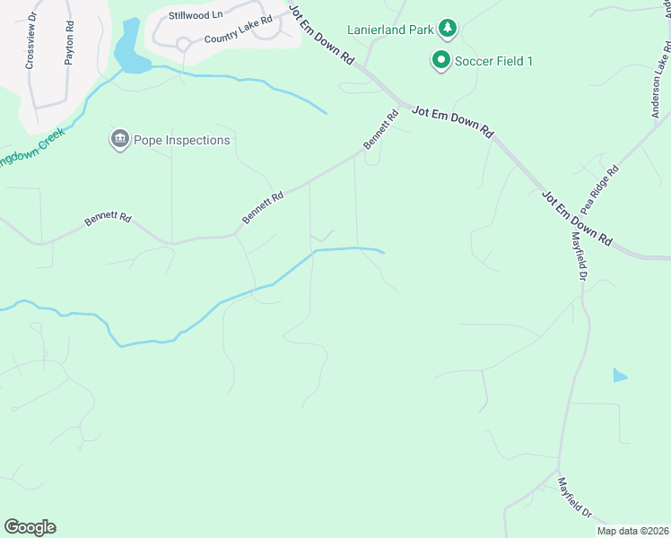 map of restaurants, bars, coffee shops, grocery stores, and more near 7160 Bennett Road in Cumming