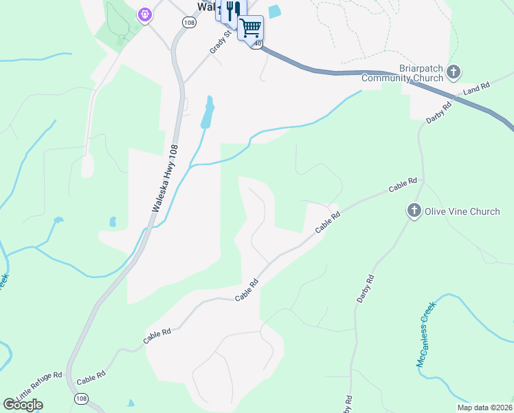 map of restaurants, bars, coffee shops, grocery stores, and more near 221 Paul Cagle Drive in Waleska