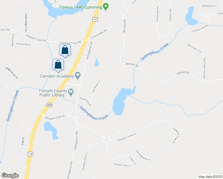 map of restaurants, bars, coffee shops, grocery stores, and more near 5375 Glenhaven Drive in Cumming
